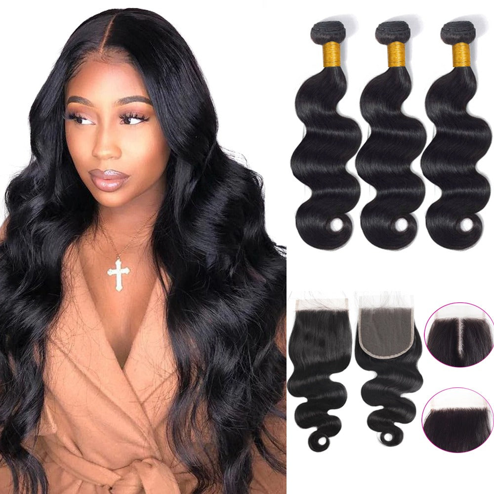 100% HUMAN HAIR BODY WAVE 4x4 LACE FRONTAL WIG