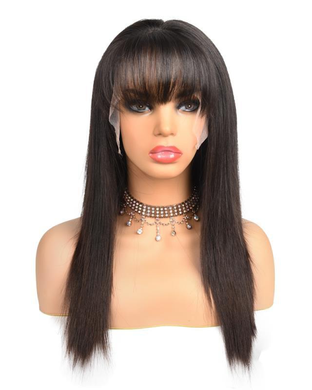 100% HUMAN HAIR LACE BOB WIG WITH BANGS