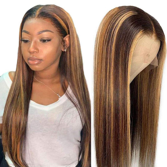 100% HUMAN HAIR STRAIGHT OMBRE / HONEY BLONDE FRONTAL WIG