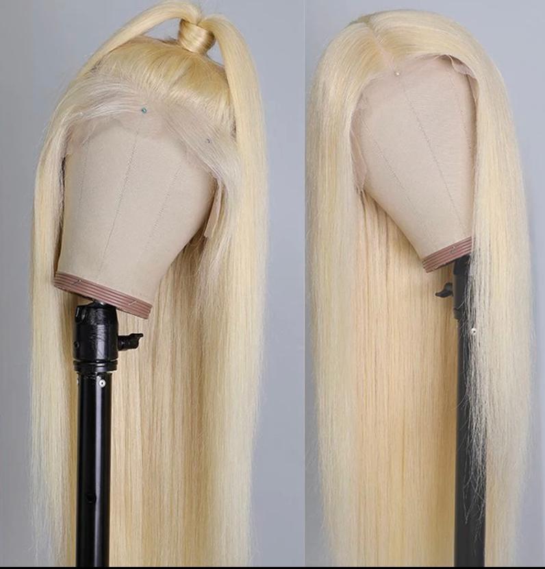 100% HUMAN HAIR STRAIGHT, CURLY BLONDE 13*4 FRONTAL LACE WIG