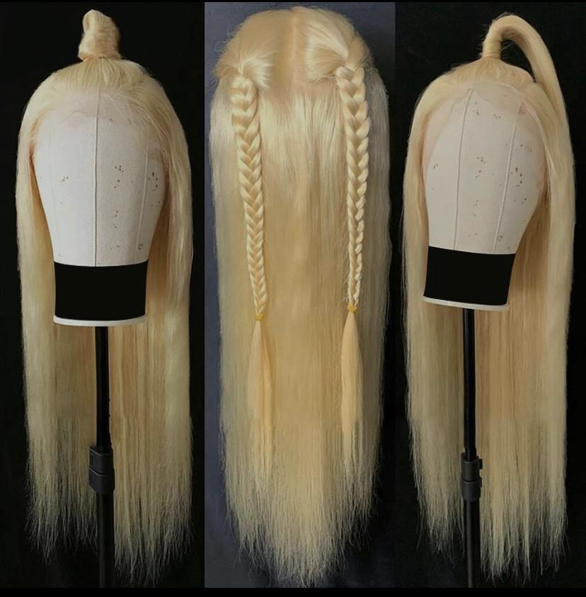 100% HUMAN HAIR STRAIGHT, CURLY BLONDE 13*4 FRONTAL LACE WIG