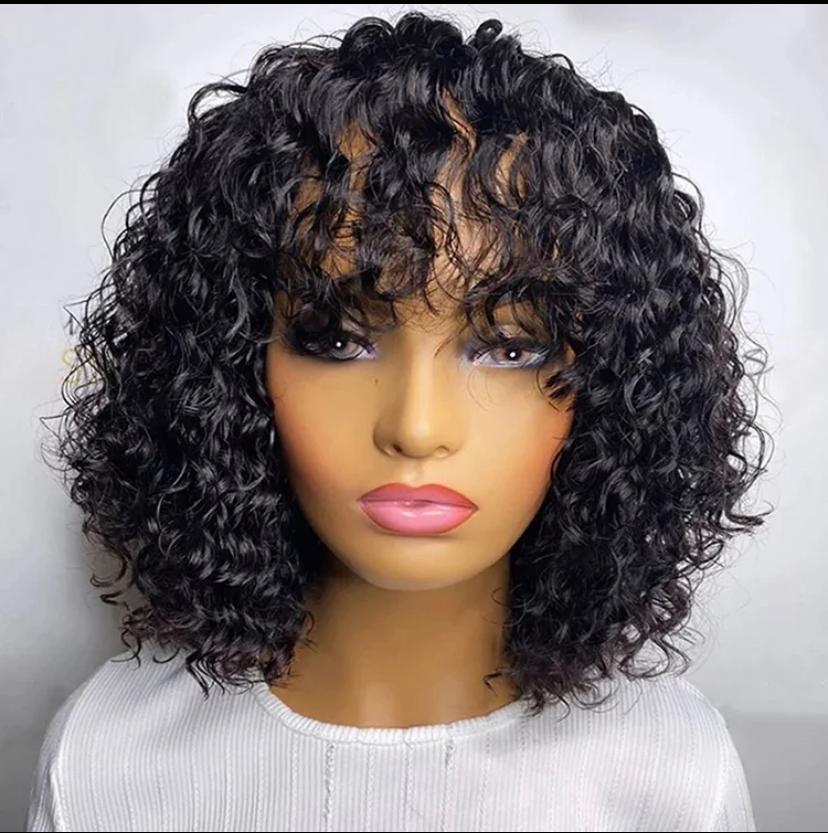 100% HUMAN HAIR KINKY CURL 12 INCHES BOB WIG