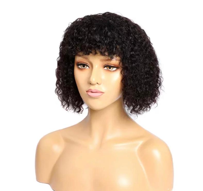 100% HUMAN HAIR KINKY CURL 12 INCHES BOB WIG