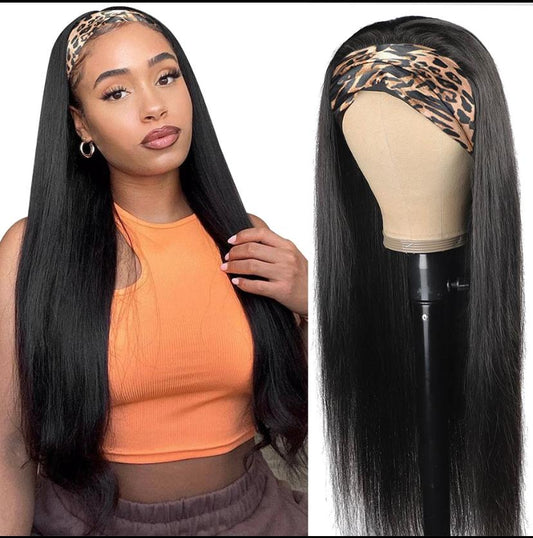 100% STRAIGHT HUMAN HAIR HEAD BAND WIG