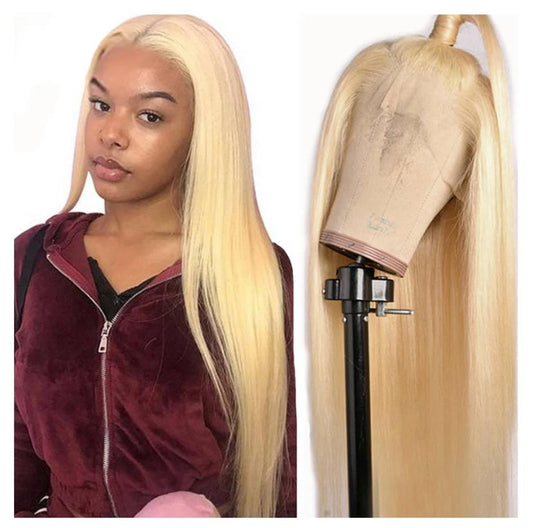 100% HUMAN HAIR STRAIGHT, CURLY BLONDE  13*4  FRONTAL LACE WIG