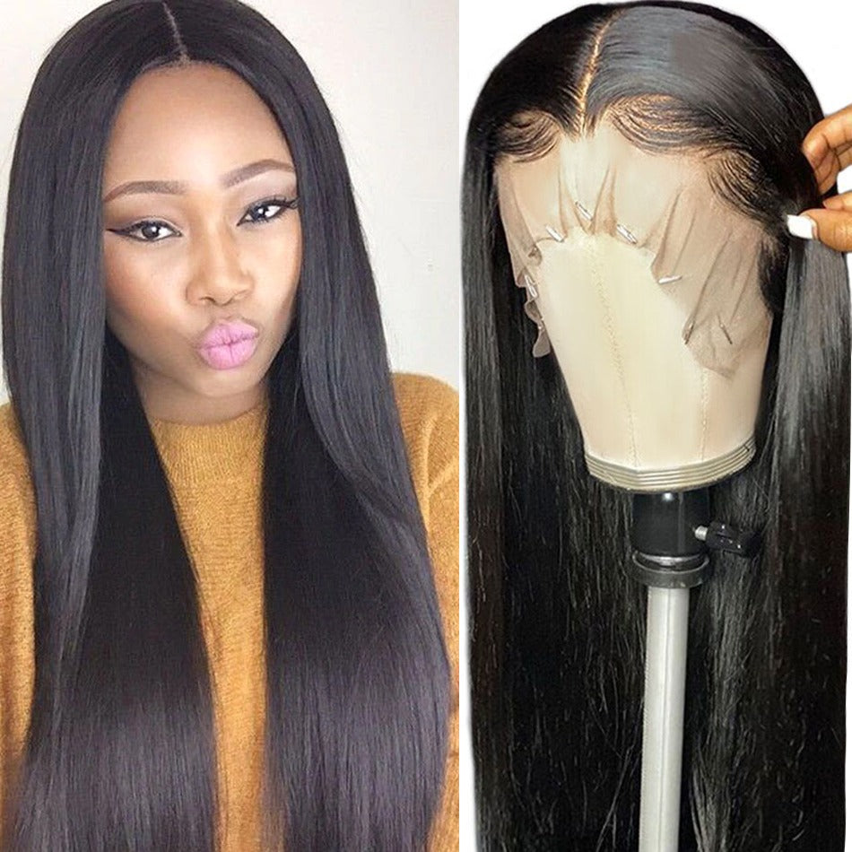 100% HUMAN HAIR  STRAIGHT 13x4  LACE FRONTAL WIG