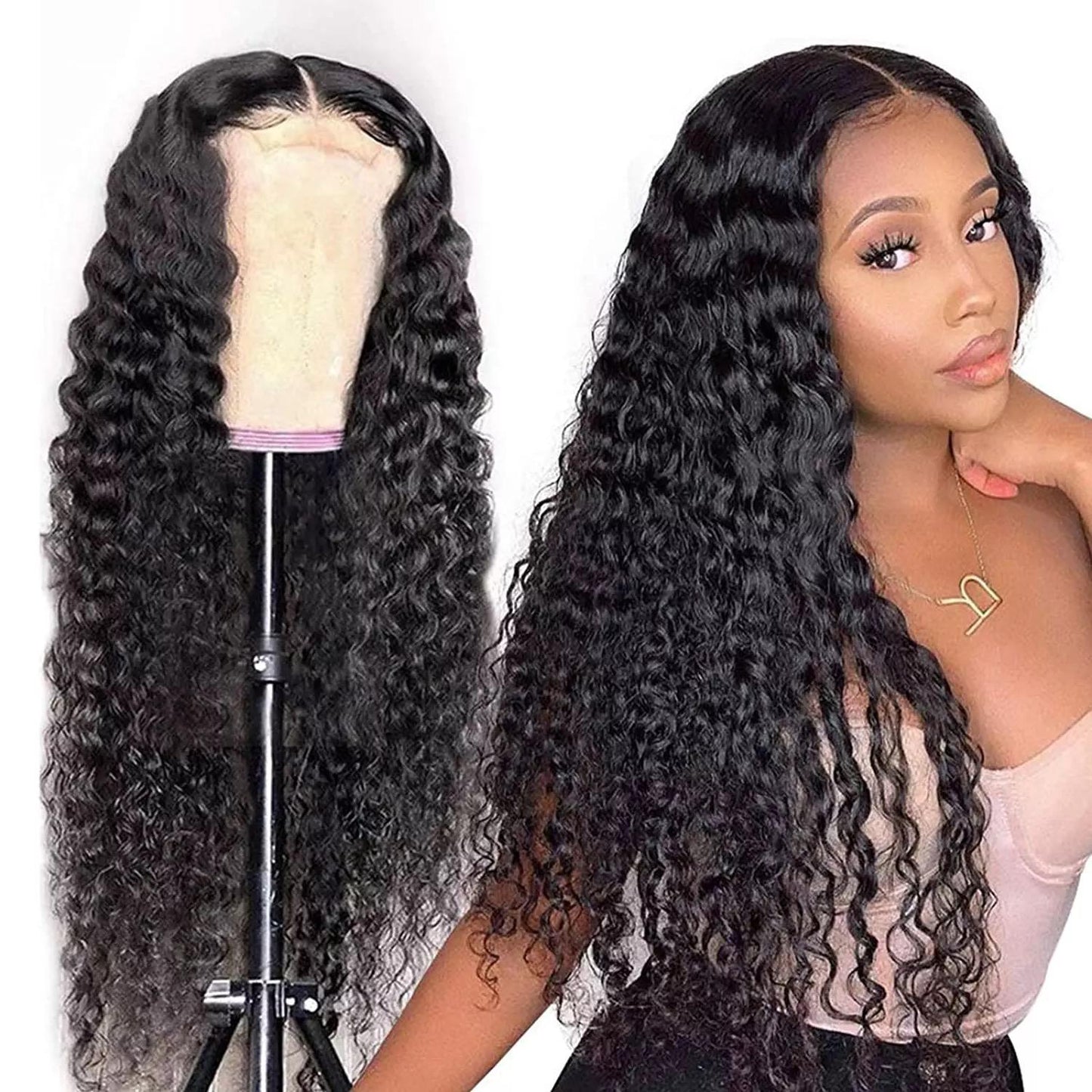 100% HUMAN HAIR WATER WAVE 4*4 LACE CLOSURE WIG