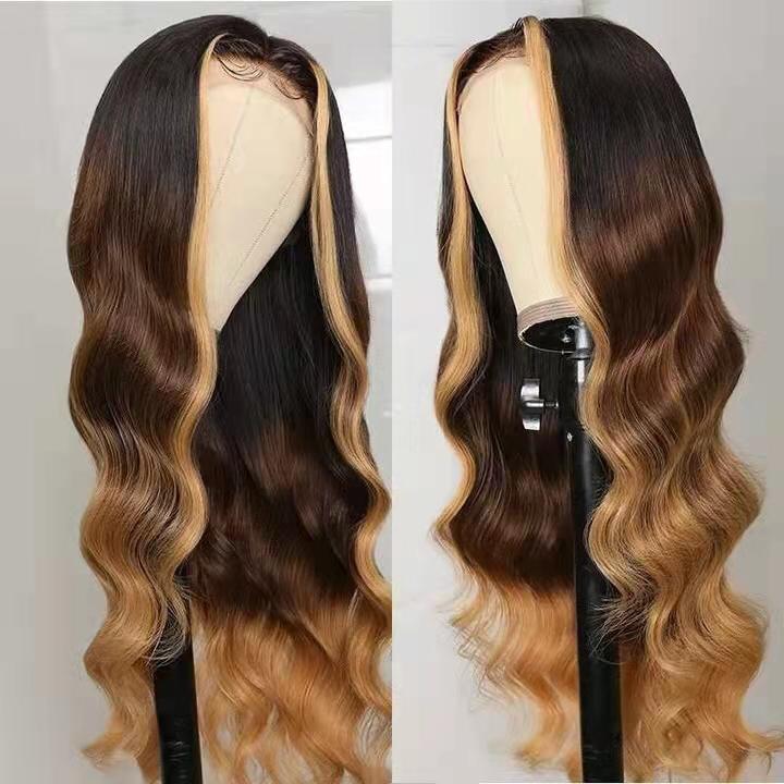 100% UNPROCESSED BRAZILIAN HUMAN HAIR, BODY WAVE OMBRE WIG